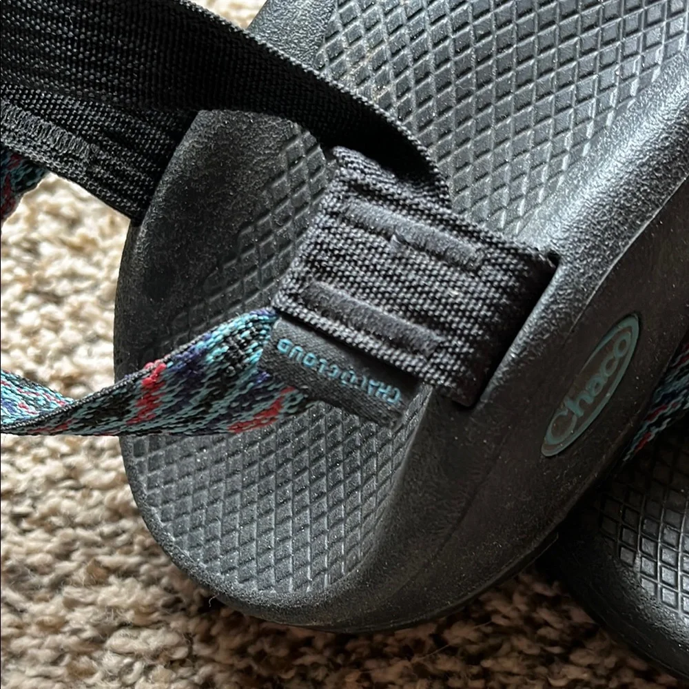 Chaco Men's Black and Teal Strappy Sport Sandals